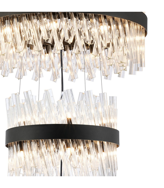 Lysander 5 Tier 25cm + 40cm + 60cm + 80cm + 1m Pendant Light G9 Satin Black/Clear Item Weight: 86kg-10