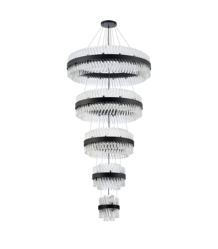Lysander 5 Tier 25cm + 40cm + 60cm + 80cm + 1m Pendant Light G9 Satin Black/Clear Item Weight: 86kg-11