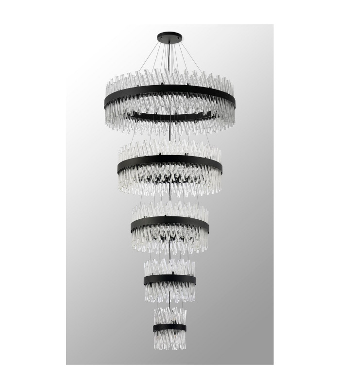 Lysander 5 Tier 25cm + 40cm + 60cm + 80cm + 1m Pendant Light G9 Satin Black/Clear Item Weight: 86kg-12