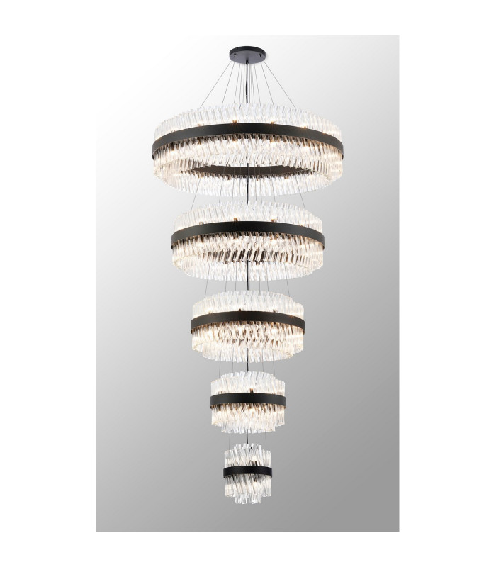 Lysander 5 Tier 25cm + 40cm + 60cm + 80cm + 1m Pendant Light G9 Satin Black/Clear Item Weight: 86kg-13