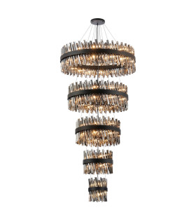 Lysander 5 Tier 25cm + 40cm + 60cm + 80cm + 1m Pendant Light G9 Satin Black/Smoke Item Weight: 86kg-1