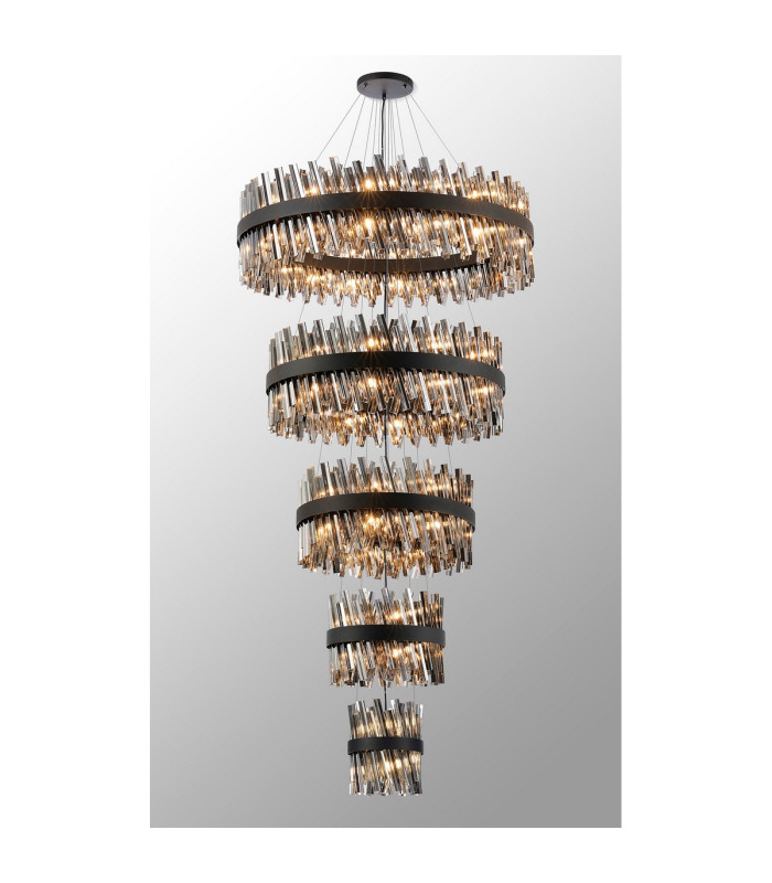 Lysander 5 Tier 25cm + 40cm + 60cm + 80cm + 1m Pendant Light G9 Satin Black/Smoke Item Weight: 86kg-3