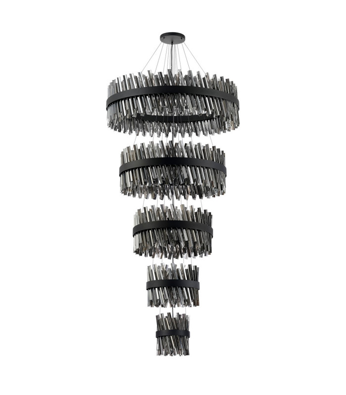 Lysander 5 Tier 25cm + 40cm + 60cm + 80cm + 1m Pendant Light G9 Satin Black/Smoke Item Weight: 86kg-4
