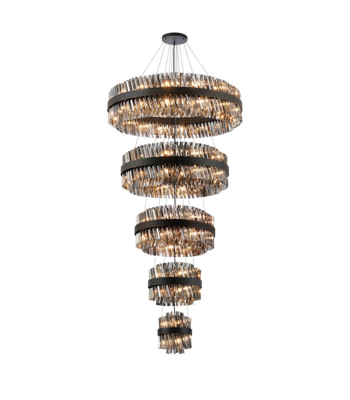 Lysander 5 Tier 25cm + 40cm + 60cm + 80cm + 1m Pendant Light G9 Satin Black/Smoke Item Weight: 86kg-5