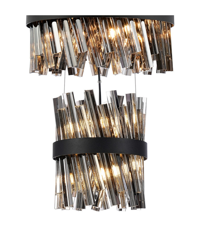 Lysander 5 Tier 25cm + 40cm + 60cm + 80cm + 1m Pendant Light G9 Satin Black/Smoke Item Weight: 86kg-6
