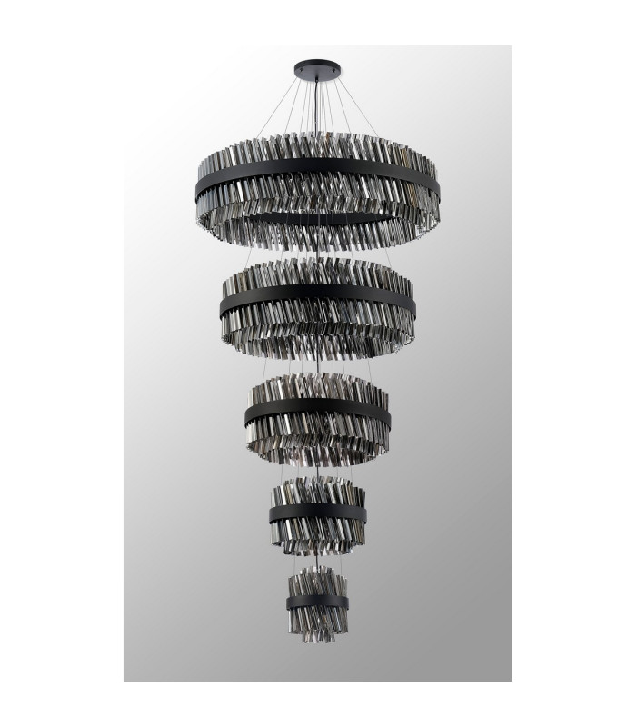 Lysander 5 Tier 25cm + 40cm + 60cm + 80cm + 1m Pendant Light G9 Satin Black/Smoke Item Weight: 86kg-14