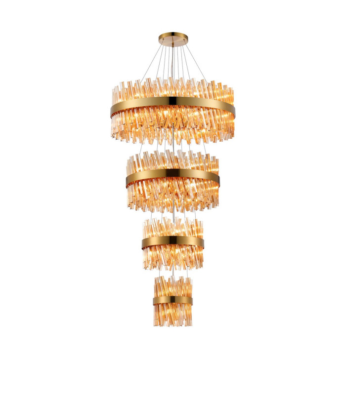 Lysander 4 Tier 25cm + 40cm + 60cm + 80cm Pendant 6 + 10 + 18 + 24 Light G9 Brass/Amber Item Weight: 56kg-1