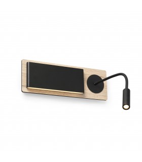 Wood Wall Lamp Black With Reader 2x 3W - 1