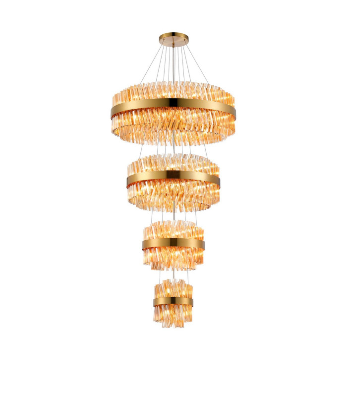 Lysander 4 Tier 25cm + 40cm + 60cm + 80cm Pendant 6 + 10 + 18 + 24 Light G9 Brass/Amber Item Weight: 56kg-5