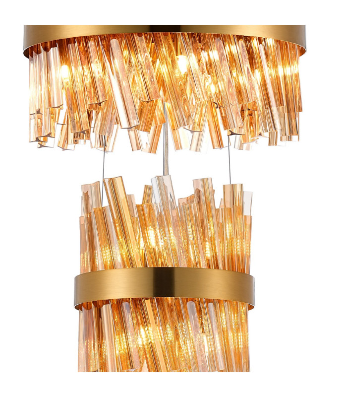 Lysander 4 Tier 25cm + 40cm + 60cm + 80cm Pendant 6 + 10 + 18 + 24 Light G9 Brass/Amber Item Weight: 56kg-6