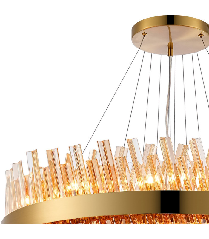 Lysander 4 Tier 25cm + 40cm + 60cm + 80cm Pendant 6 + 10 + 18 + 24 Light G9 Brass/Amber Item Weight: 56kg-7