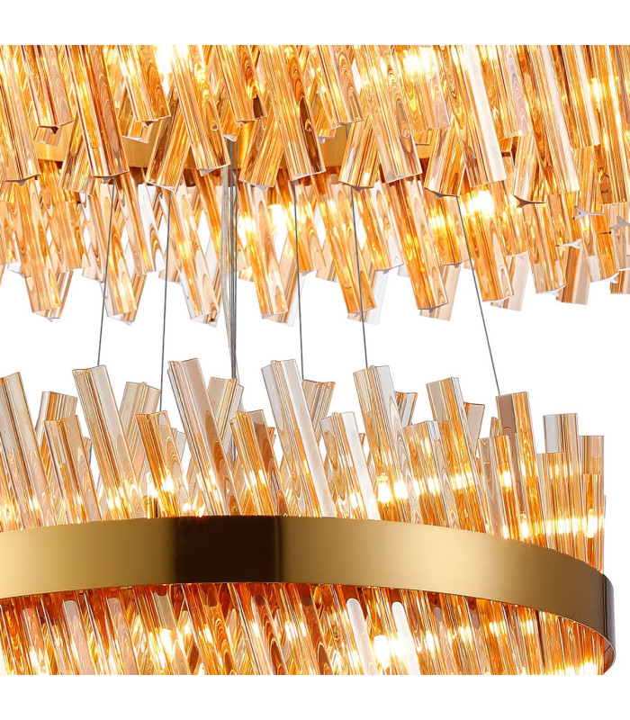 Lysander 4 Tier 25cm + 40cm + 60cm + 80cm Pendant 6 + 10 + 18 + 24 Light G9 Brass/Amber Item Weight: 56kg-8