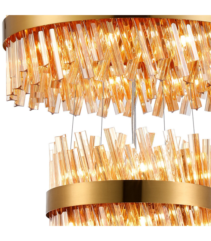 Lysander 4 Tier 25cm + 40cm + 60cm + 80cm Pendant 6 + 10 + 18 + 24 Light G9 Brass/Amber Item Weight: 56kg-9