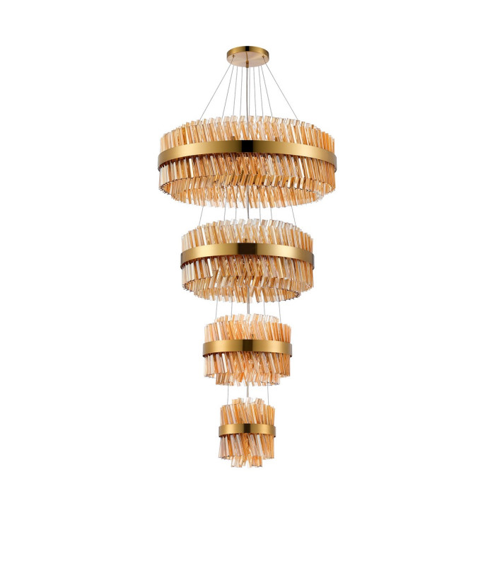 Lysander 4 Tier 25cm + 40cm + 60cm + 80cm Pendant 6 + 10 + 18 + 24 Light G9 Brass/Amber Item Weight: 56kg-10