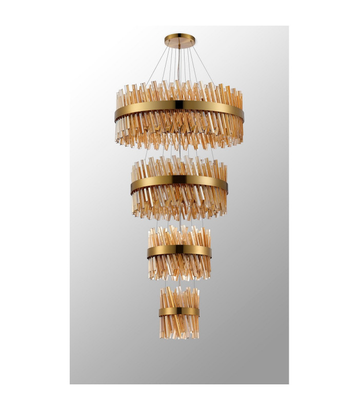 Lysander 4 Tier 25cm + 40cm + 60cm + 80cm Pendant 6 + 10 + 18 + 24 Light G9 Brass/Amber Item Weight: 56kg-11