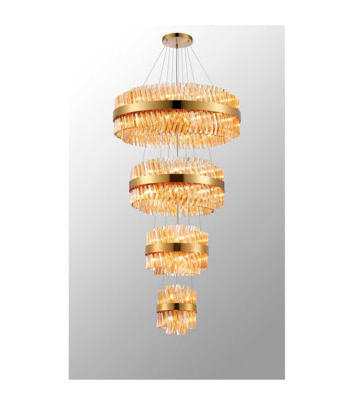 Lysander 4 Tier 25cm + 40cm + 60cm + 80cm Pendant 6 + 10 + 18 + 24 Light G9 Brass/Amber Item Weight: 56kg-12