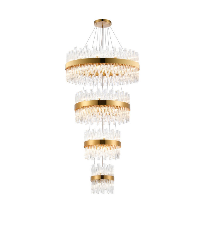 Lysander 4 Tier 25cm + 40cm + 60cm + 80cm Pendant 6 + 10 + 18 + 24 Light G9 Brass/Clear Item Weight: 56kg-1
