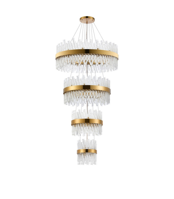 Lysander 4 Tier 25cm + 40cm + 60cm + 80cm Pendant 6 + 10 + 18 + 24 Light G9 Brass/Clear Item Weight: 56kg-4