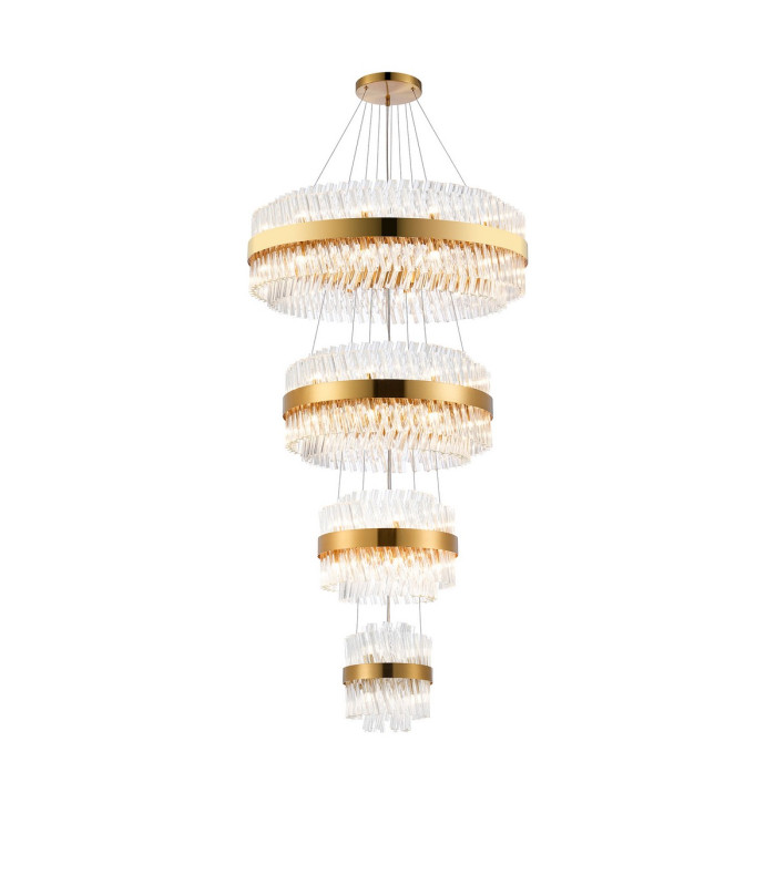 Lysander 4 Tier 25cm + 40cm + 60cm + 80cm Pendant 6 + 10 + 18 + 24 Light G9 Brass/Clear Item Weight: 56kg-5