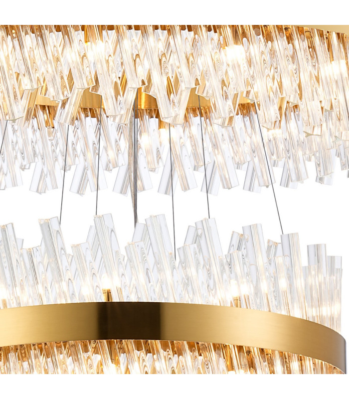 Lysander 4 Tier 25cm + 40cm + 60cm + 80cm Pendant 6 + 10 + 18 + 24 Light G9 Brass/Clear Item Weight: 56kg-8