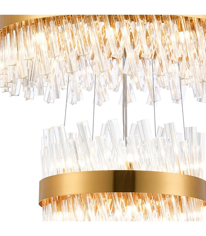 Lysander 4 Tier 25cm + 40cm + 60cm + 80cm Pendant 6 + 10 + 18 + 24 Light G9 Brass/Clear Item Weight: 56kg-9