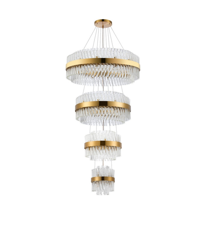 Lysander 4 Tier 25cm + 40cm + 60cm + 80cm Pendant 6 + 10 + 18 + 24 Light G9 Brass/Clear Item Weight: 56kg-10