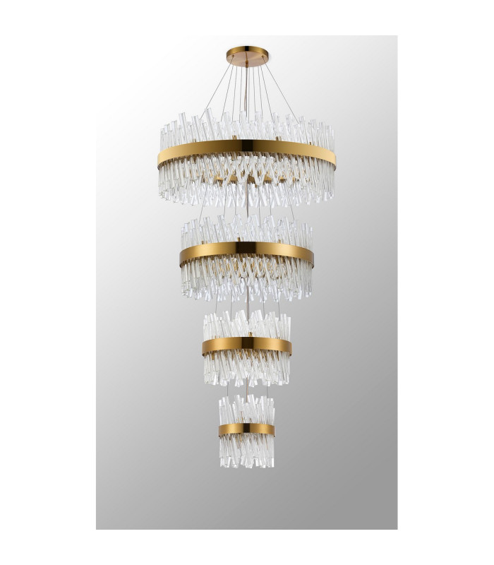 Lysander 4 Tier 25cm + 40cm + 60cm + 80cm Pendant 6 + 10 + 18 + 24 Light G9 Brass/Clear Item Weight: 56kg-11