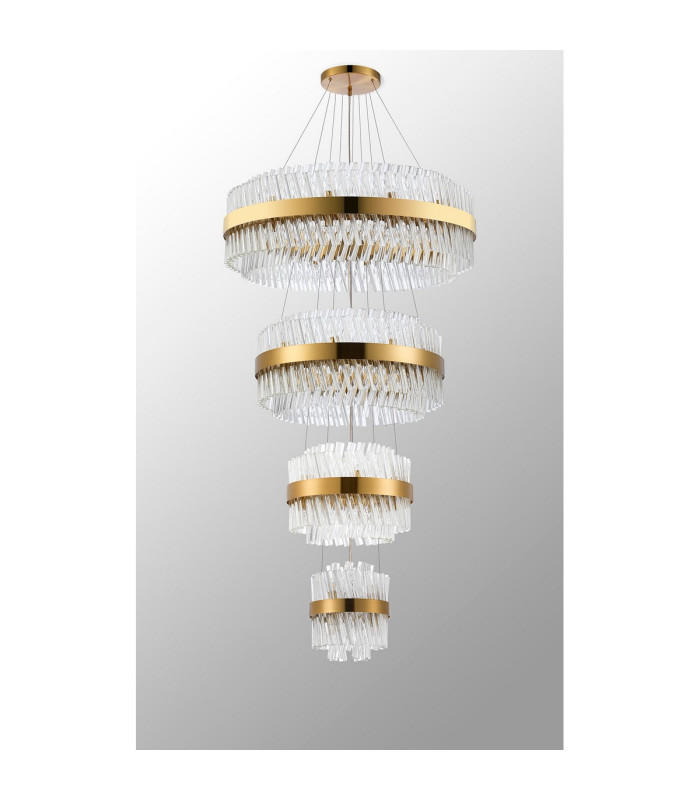 Lysander 4 Tier 25cm + 40cm + 60cm + 80cm Pendant 6 + 10 + 18 + 24 Light G9 Brass/Clear Item Weight: 56kg-13