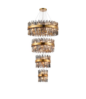 Lysander 4 Tier 25cm + 40cm + 60cm + 80cm Pendant 6 + 10 + 18 + 24 Light G9 Brass/Smoke Item Weight: 56kg-1