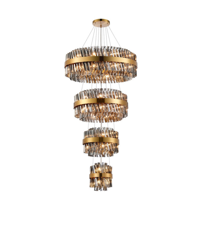 Lysander 4 Tier 25cm + 40cm + 60cm + 80cm Pendant 6 + 10 + 18 + 24 Light G9 Brass/Smoke Item Weight: 56kg-5