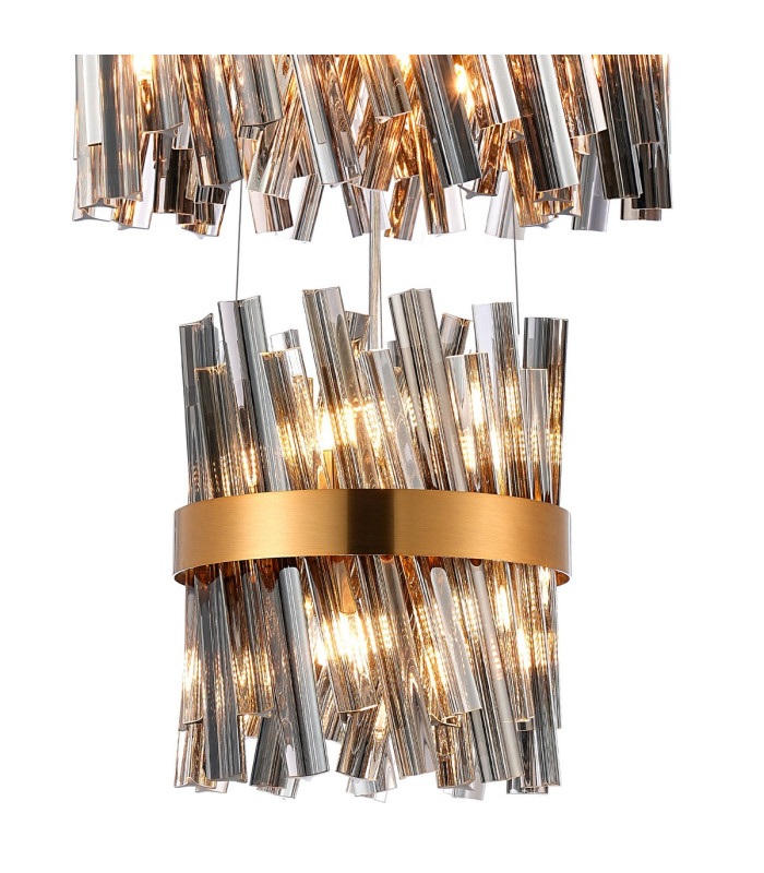 Lysander 4 Tier 25cm + 40cm + 60cm + 80cm Pendant 6 + 10 + 18 + 24 Light G9 Brass/Smoke Item Weight: 56kg-6