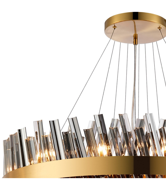Lysander 4 Tier 25cm + 40cm + 60cm + 80cm Pendant 6 + 10 + 18 + 24 Light G9 Brass/Smoke Item Weight: 56kg-7
