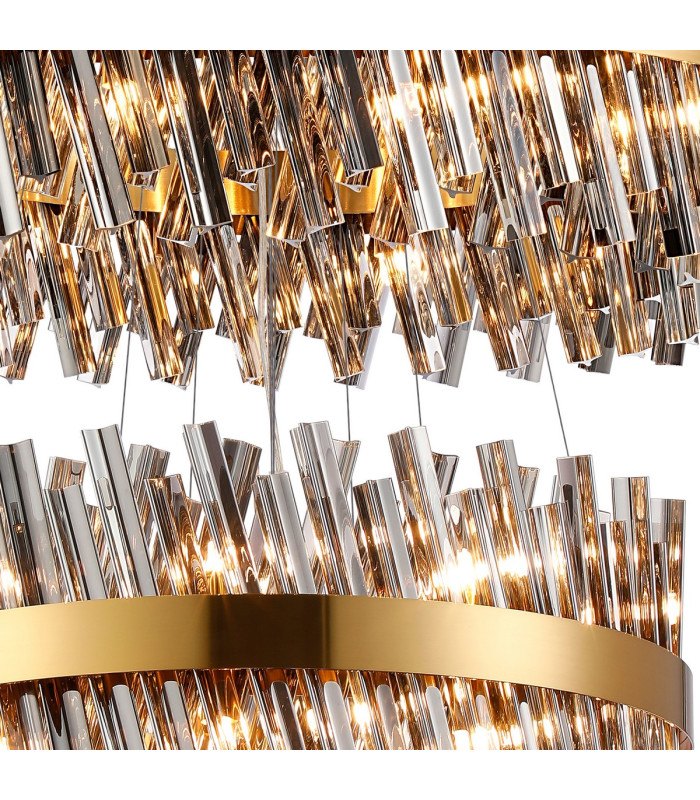 Lysander 4 Tier 25cm + 40cm + 60cm + 80cm Pendant 6 + 10 + 18 + 24 Light G9 Brass/Smoke Item Weight: 56kg-8