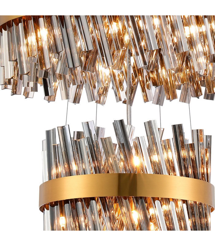 Lysander 4 Tier 25cm + 40cm + 60cm + 80cm Pendant 6 + 10 + 18 + 24 Light G9 Brass/Smoke Item Weight: 56kg-9
