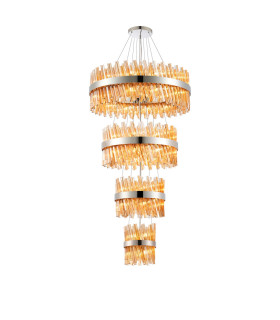 Lysander 4 Tier 25cm + 40cm + 60cm + 80cm Pendant 6 + 10 + 18 + 24 Light G9 Polished Nickel/Amber Item Weight: 56kg-1
