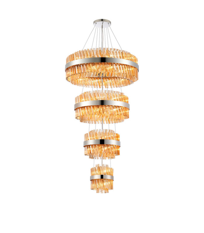 Lysander 4 Tier 25cm + 40cm + 60cm + 80cm Pendant 6 + 10 + 18 + 24 Light G9 Polished Nickel/Amber Item Weight: 56kg-5