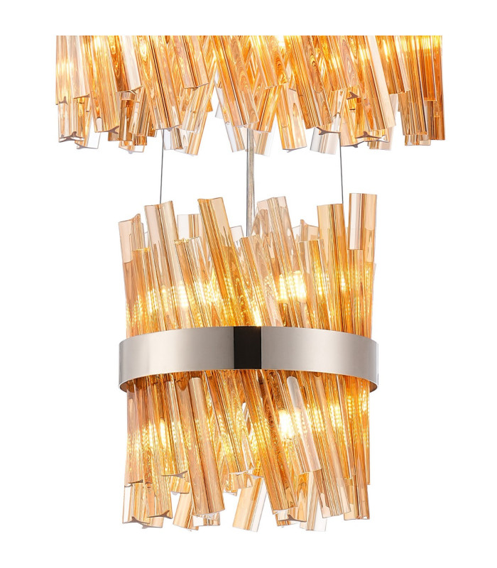 Lysander 4 Tier 25cm + 40cm + 60cm + 80cm Pendant 6 + 10 + 18 + 24 Light G9 Polished Nickel/Amber Item Weight: 56kg-6