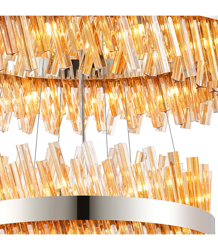 Lysander 4 Tier 25cm + 40cm + 60cm + 80cm Pendant 6 + 10 + 18 + 24 Light G9 Polished Nickel/Amber Item Weight: 56kg-8