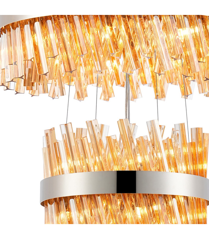 Lysander 4 Tier 25cm + 40cm + 60cm + 80cm Pendant 6 + 10 + 18 + 24 Light G9 Polished Nickel/Amber Item Weight: 56kg-9