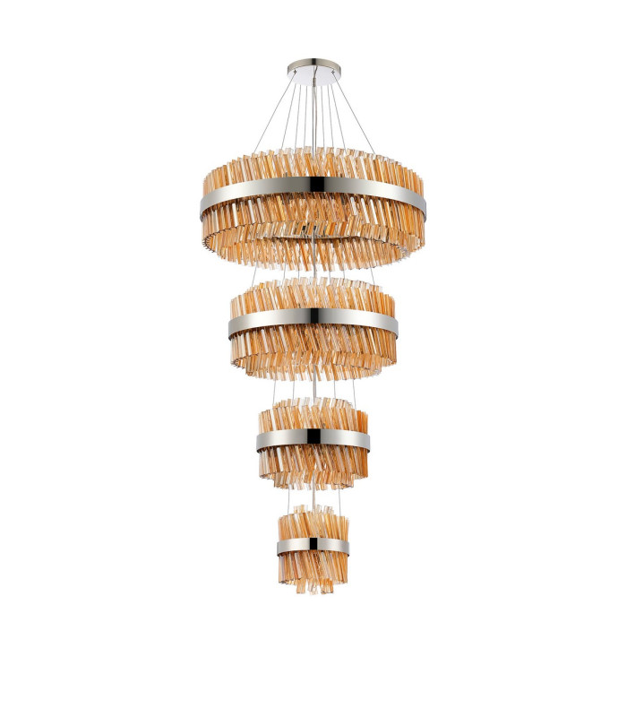 Lysander 4 Tier 25cm + 40cm + 60cm + 80cm Pendant 6 + 10 + 18 + 24 Light G9 Polished Nickel/Amber Item Weight: 56kg-10