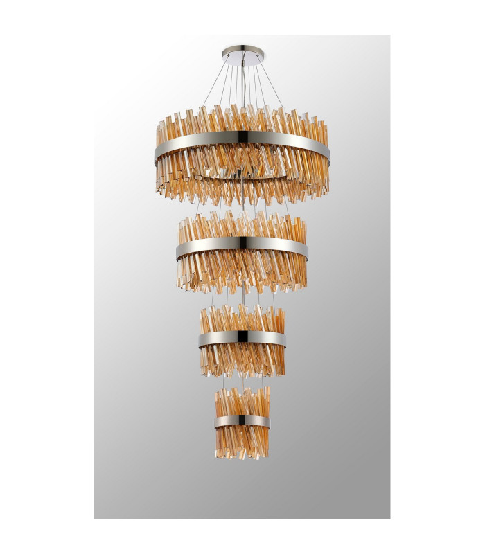 Lysander 4 Tier 25cm + 40cm + 60cm + 80cm Pendant 6 + 10 + 18 + 24 Light G9 Polished Nickel/Amber Item Weight: 56kg-11