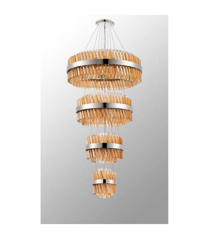 Lysander 4 Tier 25cm + 40cm + 60cm + 80cm Pendant 6 + 10 + 18 + 24 Light G9 Polished Nickel/Amber Item Weight: 56kg-13