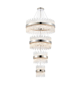 Lysander 4 Tier 25cm + 40cm + 60cm + 80cm Pendant 6 + 10 + 18 + 24 Light G9 Polished Nickel/Clear Item Weight: 56kg-1