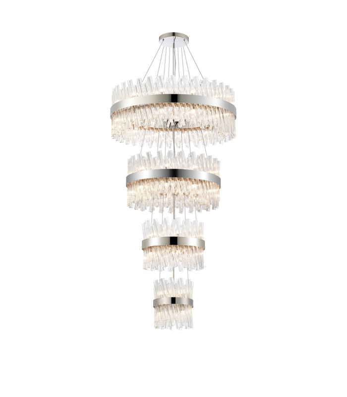 Lysander 4 Tier 25cm + 40cm + 60cm + 80cm Pendant 6 + 10 + 18 + 24 Light G9 Polished Nickel/Clear Item Weight: 56kg-1