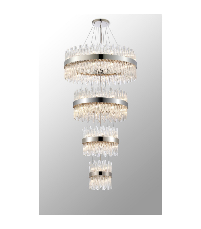 Lysander 4 Tier 25cm + 40cm + 60cm + 80cm Pendant 6 + 10 + 18 + 24 Light G9 Polished Nickel/Clear Item Weight: 56kg-3
