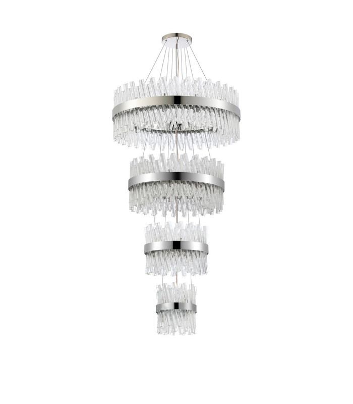 Lysander 4 Tier 25cm + 40cm + 60cm + 80cm Pendant 6 + 10 + 18 + 24 Light G9 Polished Nickel/Clear Item Weight: 56kg-4