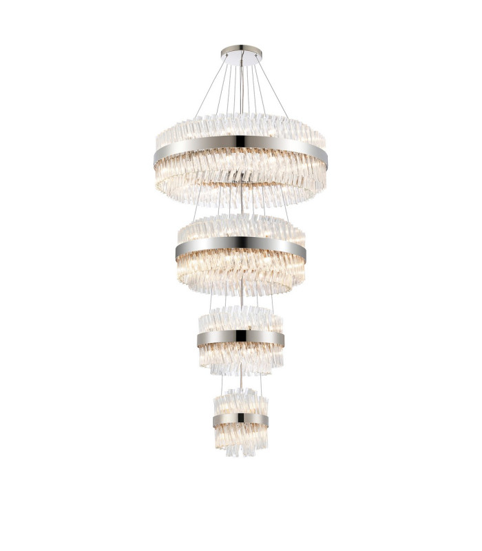 Lysander 4 Tier 25cm + 40cm + 60cm + 80cm Pendant 6 + 10 + 18 + 24 Light G9 Polished Nickel/Clear Item Weight: 56kg-5