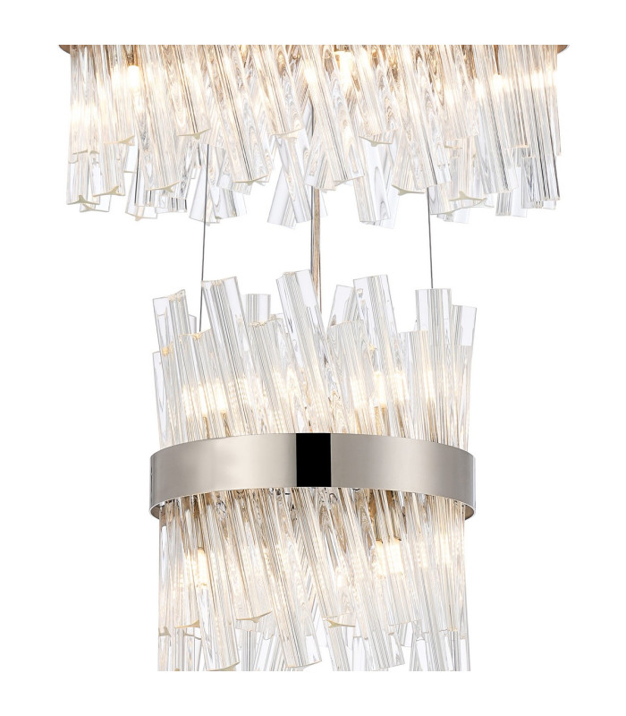 Lysander 4 Tier 25cm + 40cm + 60cm + 80cm Pendant 6 + 10 + 18 + 24 Light G9 Polished Nickel/Clear Item Weight: 56kg-6