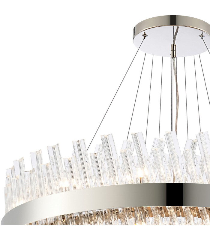 Lysander 4 Tier 25cm + 40cm + 60cm + 80cm Pendant 6 + 10 + 18 + 24 Light G9 Polished Nickel/Clear Item Weight: 56kg-7