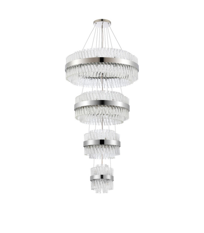 Lysander 4 Tier 25cm + 40cm + 60cm + 80cm Pendant 6 + 10 + 18 + 24 Light G9 Polished Nickel/Clear Item Weight: 56kg-10